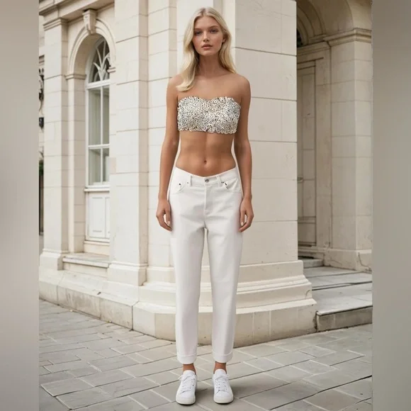 Shade & Shore micro leopard ruffle bikini top m - Picture 2 of 7